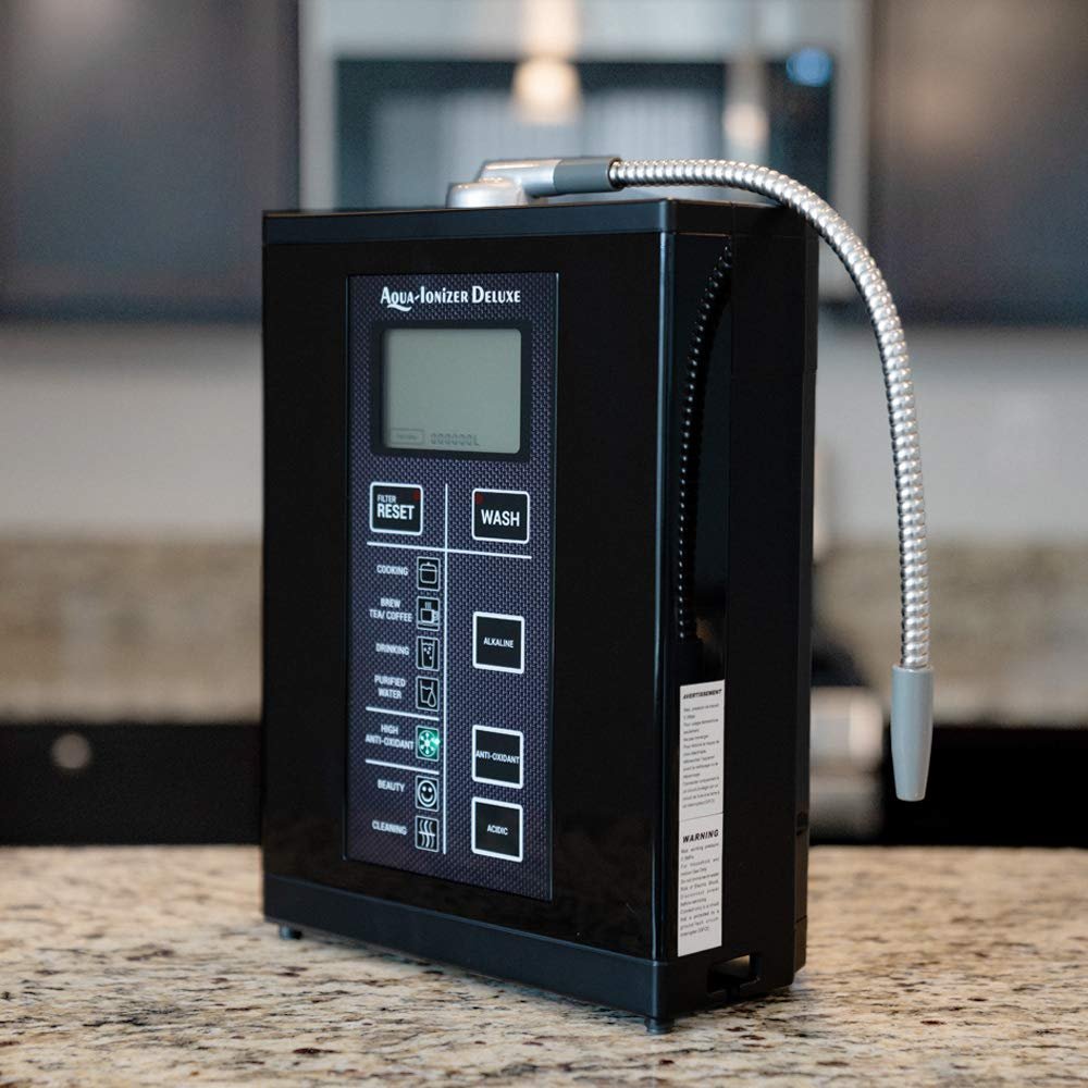 Aqua Ionizer Deluxe 9.5 Anti-Oxidant Boost Water Ionizer |Produces pH 3.0-11.5 Alkaline Water Filtration System| Up to -880mV ORP | Liters Per Filter | Water Settings Aqua Ionizer Deluxe 9.5 Anti-Oxidant Boost Water Ionizer |Produces pH 3.0-11.5 Alkaline Water Filtration System| Up to -880mV ORP | Liters Per Filter | Water Settings